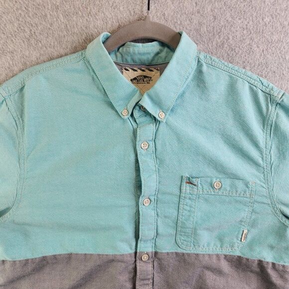 Vans Off the Wall Shirt Mens Large Blue Gray Colorblock Retro Skateboarding - Picture 2 of 15